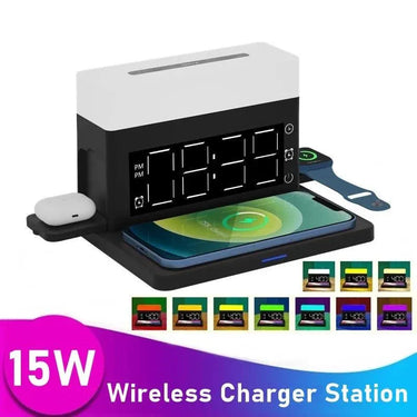 Wireless Charger For Iphone Night Light Alarm Clock - TechShopi